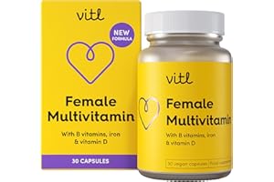 Vitl Female Multivitamin & Minerals Supplement - 30 Vegan Capsules - 21 Essential Active Vitamins & Minerals - with Vitamin D3, Vitamin B, Vitamin C, Vitamin E, Folic Acid & Iron - 1 Month Supply