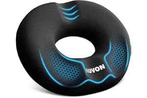 AUVON Donut Cushion for Hemorrhoids with Double U-Shape & Thigh Relief Slope, Seat Cushion for Office Chair, Car, Sciatica, Postpartum PregnancyDonut Pillow for Coccyx Pain & Pressure Relief