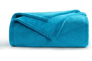 Aisbo Pled polarowy 150 x 200 cm, narzuta na kanapę, miękki i ciepły koc na sofę 150 x 200 cm, 1-osobowy, niebieski (Canard)