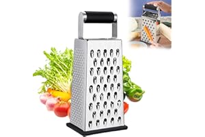 CARPLUSSTUDIO Kitchen Cheese Grater - Stainless Steel Box Grater for Cheese, Vegetables, and Food Shredding, 4-Sided Grater for Kitchen Use, Versatile Cheese Grater and Vegetable Slicer