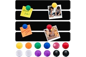 LINXIU Magnettafel Magnettafeln Memotafel 30 x 5 cm Schwarz Selbstklebend Magnetleisten Magnetboard mit 12 Farben Magnete für Büro Fotowand