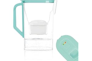 Wessper Carafe filtrante 2.7l, carafe eau filtrante avec compteur LED, carafes filtrantes porte de réfrigérateur, charbon filtre eau, carafe d'eau avec filtre, BPA FRE, Menthe