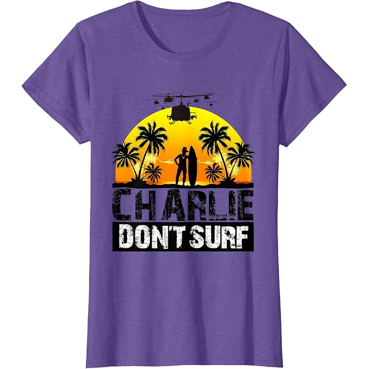 T-shirt Rétro Apocalypse Now 'Charlie Don't Surf' - Vert - Marque Gildan - Taille Au Choix