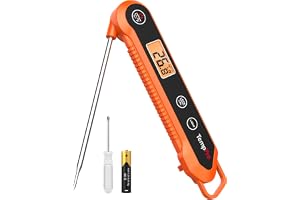 TempPro TP03H Meat Thermometer with IPX6 Waterproof, Food Thermometer | Foldable Food Temperature Probe with LCD Backlit Cali