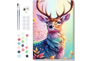 Lxmsja Peinture Numero Enfant Adulte avec Cadre, Cerf Peinture par Numero Adulte, Numéro d'art avec Pinceaux, Loisirs Créatifs Adultes, Activité Manuelle Adulte, 20x30cm