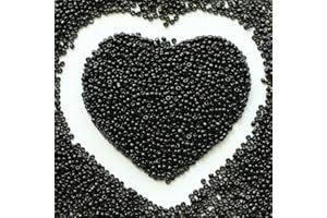 VOOMOLOVE Perline nere da 2 mm, per la creazione di gioielli, 110 grammi, circa 9800 pezzi, in vetro 12/0, per realizzare orecchini, bracciali, ciondoli, gioielli in vita, perline fai da te fatte a mano (nero)