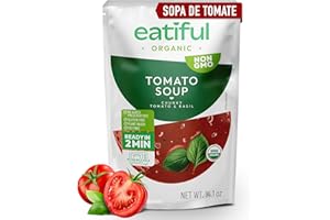 EATIFUL Sopa de Tomate Orgánica, Lista para Comer, Vegana y a Base de Plantas, Sopa Cremosa de Tomates, Sin Conservantes Añadidos, Sin Gluten, NO GMO, 400g (Paquete de 1)