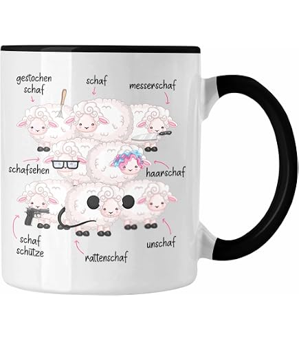 Lustige Schaf-Tasse „Zu Meinen Mädels“ – Keramik-Becher Mit Cartoon-Schaf, Beidseitig Bedruckt, Spülmaschinenfest, 330 Ml (Weiß/Pink)