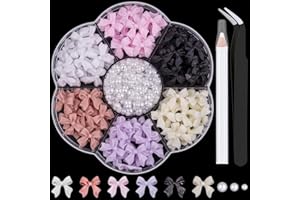 JEYORZY Charm para Uñas con Lazo, 1 caja 3D Kits De Decoración De Uñas Bow Nail Charm Coloridos Accesorios De Uñas Bowknot Lindos Diamantes De Imitación De Resina, Accesorios para Decoración de Uñas