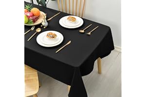 Hiasan Glatt Tischdecke Fleckenabweisend Tischtuch mit Lotuseffekt Leicht Wasserabweisend Tischwäsche, Schwarz, 130x160cm