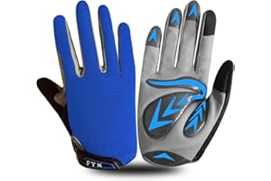 FINGER TEN Gants Velo Enfant Cyclisme Junior Running VTT Moto Plein Doigt Poignée Paire, Gant Bicyclette Escalade Randonnée Skateboard Gel Résistant à l'abrasion Antideparant Mitaines Outdoor