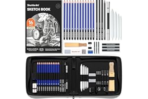 Shuttle Art 37 Pack Art Pencils Sketching Set, Drawing Set in Sturdy Zipper Case with Sketch Books, Professional Sketch Drawing Pencils for Artists, Adults