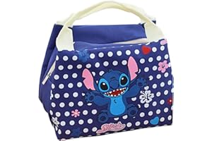 wopin Bolsa de almuerzo de Stitch, Bolsa Térmica Porta Alimentos,Bolsa de Aislamiento de la Historieta de la Puntada del Bolso de Barbacoa,Bolsa de Almuerzo Térmica Impermeable Para Picnic Viajes