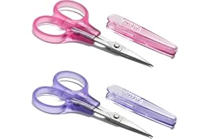 PAFASON 4" Stainless Steel Detail Craft Scissors Set with Straight & Precise Tips & Safety Cap Ergonomic Handle Perfect for Paper Cutting Sewing Crafting Quilting