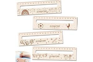Smdbzda Lesehilfe Lesezeichen Kinder 1 Klasse, 4 Stück Lesehilfe und Lineal für Schulkind Personalisiert, Personalisiert Holz Lesezeichen Leselineal, Geschenke für Mädchen und Jungen zum Schulanfang