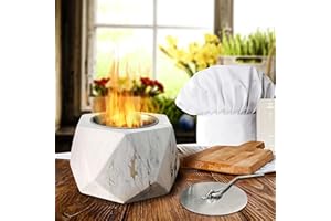 ‎GZLVSOW Tischfeuergrube Rauch- und geruchlos Tragbare Feuerschale Betontopf Tragbarer Kamin Mini-Feuergrube (Weiß)
