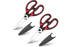 WELLEHOMI 2Pcs Latest Sharp Kitchen Scissors Heavy Duty Cooking Scissors Multi-Purpose Detachable for Easy Cleaning Utility Sharp Scissors for Chicken Meat Fish Poultry Vegetables Nuts Household Necessity