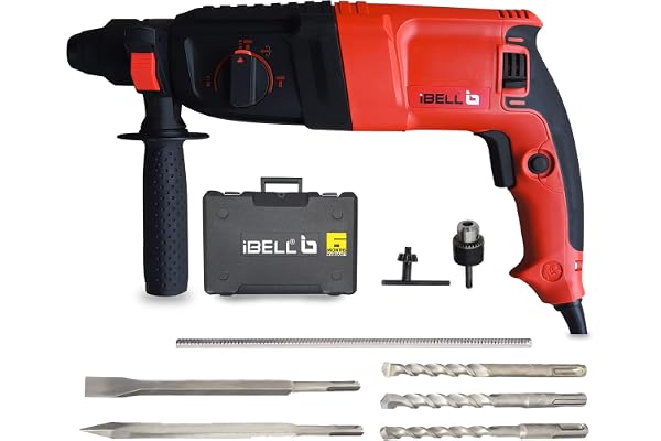 IBELL Rotary Hammer Drill RH26-24, 800W, Copper Armature, SDS Plus Chuck 26mm, 900RPM, Impact Energy 3J, Impact Rate 4000/min, 3 Mode Selector with Forward/Reverse Switch