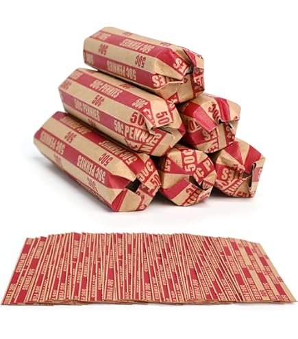 DGBDPACK 125 Assorted Flat Coin Wrappers, Striped Coin Roll - View #7