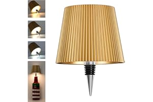 Beaeet lampada bottiglia LED Oro, ricaricabile USB-C, senza fili, IP54, 3 tonalità dimmerabili, per bottiglie in vetro da tavolo, balcone, terrazza, campeggio, feste
