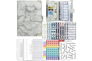 Budget Planner Ambolio 90PCS Budget Binder A6 Ringbuch Binder Taschen ​mit Budgetblätter, Binderumschlägen, Wochenplaner, Schreibpapier, Etikettenaufkleber, Kategorie Aufkleber(Grau A)
