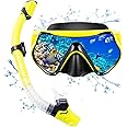 Adult Snorkeling Gear Snorkel Set with Dry Top System 180 Degree Panoramic Snorkel Mask,Snorkel Mask Set Leak-proof