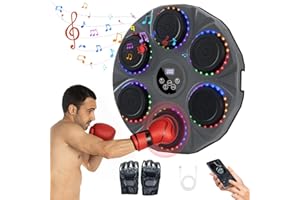 CutePuff Music Boxing Machine, Wall Mounted, Smart Bluetooth Musical Beat Boxing Trainer with Gloves, Electronic Boxing Equipment, Punching Workout Machine for Adults, Home, Indoor and Gym (Grey)