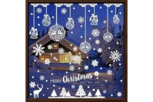 WandSticker4U®- XXL Adesivi finestre Natale PALLINE di NATALE & FIOCCHI di NEVE I Bianche adesivi natalizi per finestre riutilizzabili grandi I Decorazioni vetrofanie natalizie per finestre vetrine
