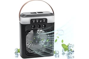 FEIGO Mobile Klimageräte Mini Luftkühler, Ventilator mit Wasserkühlung USB Verdunstungskühler, 4-in-1 Mobile Klimaanlage, Ventilator und Luftbefeuchter für Zuhause, Büro, Reisen