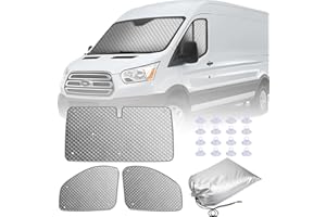 MaxEarn Motorhome Internal Thermal Blind for Transit Van MK8 2014-2024, 3Pcs Sunshade Wrap Cover Kit, Summer Sun Blind & Winter Windscreen Insulation Cover, Windshield Protection for Ford Campervan