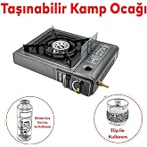 Taşınabilir Portatif Kamp Ocağı Tekli Tek G&ouml;zl&uuml; Kartuşlu Piknik T&uuml;p Bağlantılı Gezi Ocak Gri Renk