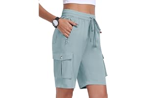 MoFiz Szorty damskie, krótkie spodenki na lato, spodenki cargo, spodnie trekkingowe, krótkie, lekkie, oddychające, sportowe szorty z 6 kieszeniami