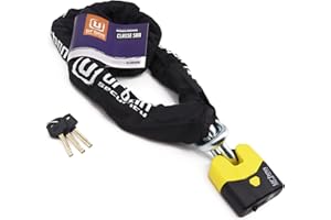 URBAN U8K150 Candado Moto Cadena Antirrobo, Homologación SRA Alta Seguridad, Acero Endurecido ø15, Doble Cierre, Cerradura Anti-Ganzua Anti-Taladro, 150cm para Anclaje Garaje Moto Bicicleta Eléctrica