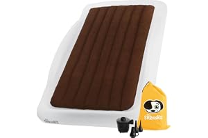 The Shrunks® Uppblåsbar resesäng för barn från 6 år med fallskydd – flockad luftsäng för resor, övernattningar, camping –