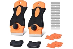 Zanch 2 Raschietti in Plastica con 10 Lame in Plastica + 10 Lame in Metallo, Raschietto in Plastica, Raschietto per Vetro, Raschietto per Vignette per Adesivi in Vinile, Rimozione di Vetro