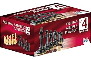 Falomir - Set Completo 32 Figuras de Plástico Staunton nº 4 | Accesorio para Juegos de Mesa | Diversión Clásica en Caja de Cartón | Tamaño Ideal para Tableros de 40cm | (Edad +6)