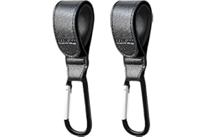 Crochets pour poussette 2 pièces Babyfond, mousqueton en cuir porte sac de poussette organisateur crochet clip pour les courses, les sacs de couches et de vestiaires (Nior)