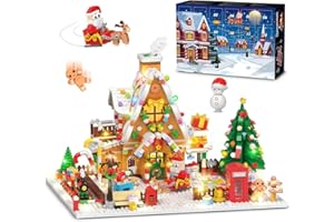 INSOON Advent Calendar 2024 Gingerbread House Building Set with LED Light, 24 Day Christmas Calendar Mini Building Block 1763 PCS, Xmas Gift Brick Toy Playset for Adult Teens Kids Girls Boys Ages 10+