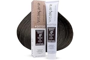 Vitalcare | +Sense - Colorazione Permanente Professionale, Crema Colorante Capelli, Senza Ammoniaca, Resorcina, PPD, Siliconi - Con Olio Di Argan, Macadamia e Avocado, 3/00 Castano Scuro