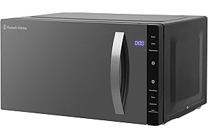 Russell Hobbs RHFM2363B 23 L 800 W Black Digital Flatbed Solo Freestanding Microwave with 5 Power Levels, 8 Auto Cook Menus, Easy Clean, Clock and Timer, Automatic Defrost