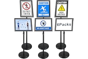 NEWZEALKIDS NewZeal 6 Pack A3 Display Stand Poster Holder Floor Standing Snap Frame Stand Aluminum Sign Holder, Angle & Height Adjustable Telescoping，Notice Stand for Wedding/Business Activities Display（Black）