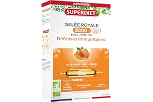 SUPERDIET - SUPERDIET- GELEE ROYALE 3000MG - Formule Brevetée - Défenses immunitaires- Ultra dosée -20 ampoules de 15ml