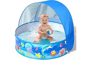 ADUSRIZ Baby Pop Up Strandmuschel, Baby und Kinder Planschbecken mit Dach, UV Schutz LSF 50+, Sommer Notwendigkeit für Kinder