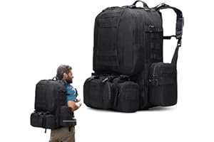 BONJUME Sac A Dos Militaire, 60L Sac A Dos Tactique MOLLE Détachable Randonnée Voyage Multifonction Homme Pour Randonnée Camping Alpinisme Pêche Chasse Trekking