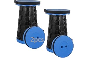 HVDHYY 2pcs Tabouret Pliant Tabouret Retractable Portable Max Capacité Charge 215kg/ 470pound, 7 Hauteurs Réglables, Tabouret Camping, Randonnée, Pêche, Voyage, BBQ, Jardin, Extérieur, Intérieur Bleu