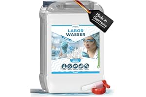 ‎QINDOO Qindoo Laborwasser Aqua Bidest 5L Kanister mit Auslaufhahn, Bidestilliert - Aqua bidestillata – 2-fach destilliertes Wasser (5L Kanister+Hahn)