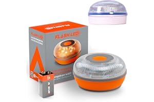 FLASH LED FlashLED SOS Luz de Emergencia V16 Conectada Homologada DGT 3.0 OBLIGATORIA, SIM y Servicio DE Datos Incluido hasta 2038, Base Imantada, Resistencia IP54 + Help Flash Smart conectividad Incidence App