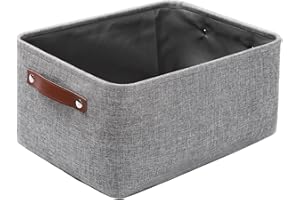 Mangata Cestas de Almacenaje Plegables, Caja de Almacenamiento de Tela de Lona Gruesa para Ropa, Juguetes (Gris, sin cordón)