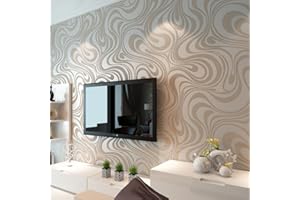 HANMERO Nowoczesna minimalistyczna tapeta z abstrakcyjnymi krzywiznami z odrobiną brokatu włóknina 3D tapeta do sypialni salonu tło telewizora (Premium Brown)