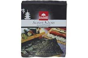 Arnaboldi Alga Nori per Sushi Giapponese, 8 Fogli di Alghe Nori Essiccate [1 Confezione da 8 Fogli]